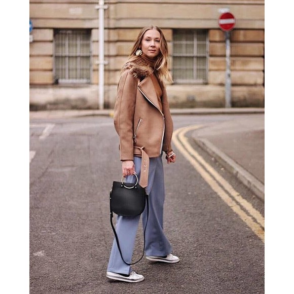 Faux Fur Moto Coat Tan 